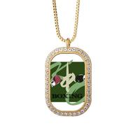 no/no China Gym Boxing KO Art Deco - Collar con colgante de diamantes de cristal dorado