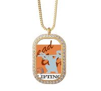 no/no China Gym Squat Barbell - Collar con colgante de peso muerto con diamantes de cristal dorado