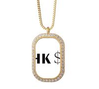 no/no China Hong Kong símbolo de moneda HKD collar colgante diamante cristal oro joyería