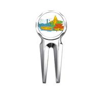 no/no China Hong Kong Victoria - Herramienta de reparación de marcador de pelota de golf en acuarela