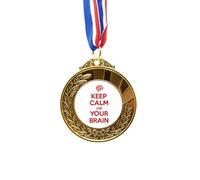 no/no Cinta con texto en inglés "Keep Calm Use Your Brain", ganador del premio Black Gold Award Medal First Place