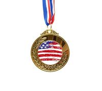 no/no Cinta de estrellas y rayas dobladas con bandera de país dorado para ganador del premio de primer lugar