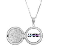 no/no City Radio Athens - Collar con medallón con diseño de edificio de Atenas, joyería para regalo de cumpleaños