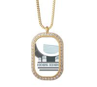 no/no Civilized Culture - Collar con colgante de arquitectura moderna con diamantes de cristal, joyería dorada