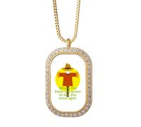 no/no Collar clásico inglés con letra emocional rural con colgante de diamantes de cristal dorado