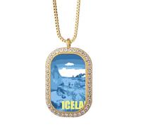 no/no Collar con colgante Art Deco de las Islas de Groenlandia con cristales dorados