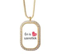 no/no Collar con colgante con texto en inglés "I Love You" en húngaro y cristal dorado