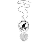no/no Collar con colgante de aleta dorsal de tiburón, diseño de alas de ángel, diseño de terror Art Deco, Medium