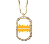 no/no Collar con colgante de arquitectura de paisaje urbano de alto reflejo simbólico con diamantes de cristal dorado