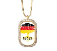 no/no Collar con colgante de bandera alemana con diseño de raíz faly art deco, joyería dorada con diamantes de imitación