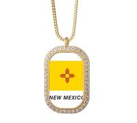 no/no Collar con colgante de bandera del estado estadounidense de Nuevo México con diamantes de cristal dorado