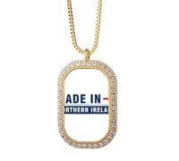 no/no Collar con colgante de bandera territorial de Irlanda del Norte con diamantes de cristal dorado