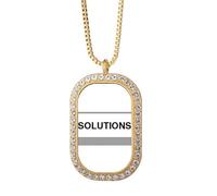 no/no Collar con colgante de botón de resolución de problemas, joyería dorada de cristal de diamante