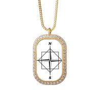 no/no Collar con colgante de brújula de Pointer Direction con diamantes de cristal dorado