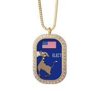 no/no Collar con colgante de burro demócrata con bandera electoral, joyería dorada de cristal de diamante