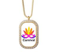 no/no Collar con colgante de cabeza de carnaval brasileño, joyería dorada de cristal de diamantes