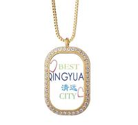 no/no Collar con colgante de ciudad de civilización prehistórica, joyería dorada de cristal de diamantes