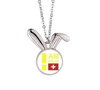 no/no Collar con colgante de conejo Art Deco con texto en inglés "I Am From Switzerland"