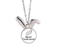 no/no Collar con colgante de conejo Art Deco con texto en inglés "I Love Eating Meat"