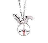 no/no Collar con colgante de conejo con alas orientales y occidentales de dragón con mito animal, regalo de joyería de animal
