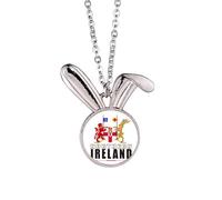 no/no Collar con colgante de conejo con bandera de mapa de Irlanda del Norte