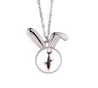 no/no Collar con colgante de conejo con colgante de tiburones al revés con manchas de sangre, joyería de regalo