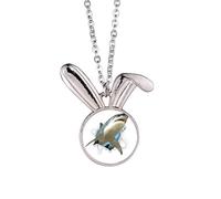 no/no Collar con colgante de conejo con diseño de animales de papel, tiburones, conejo, joyería de regalo