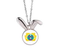 no/no Collar con colgante de conejo con diseño de conejo y texto en inglés "Mother Loves Gentle Strong"