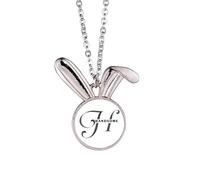 no/no Collar con colgante de conejo con letras de felicidad, diseño de conejo, joyería de regalo