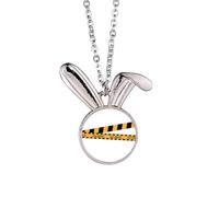 no/no Collar con colgante de conejo con línea de advertencia de error, tiras negras y amarillas, regalo de joyería de animales