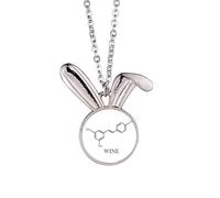 no/no Collar con colgante de conejo con molécula de alcohol, diseño de conejo, joyería de regalo