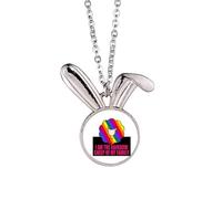 no/no Collar con colgante de conejo con texto en inglés "I Am The Rainbow Sheep Of My Faly Rabbit