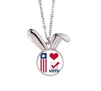 no/no Collar con colgante de conejo con texto en inglés "I Love Democratic Vote Election"