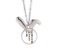 no/no Collar con colgante de conejo con texto en inglés «Thank-you» con texto en inglés «Thank-you»
