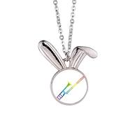 no/no Collar con colgante de conejo de arco iris con instrumento clásico de música