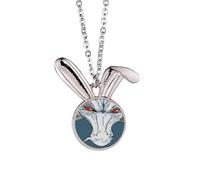 no/no Collar con colgante de conejo de caballo blanco imperial, joyería de regalo