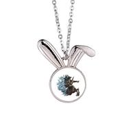 no/no Collar con colgante de conejo de caballos de mar orgullosos y agresivos, regalo de joyería