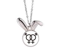 no/no Collar con colgante de conejo de doble número identificando la igualdad del arco iris, joyería de regalo