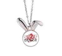 no/no Collar con colgante de conejo de dragón con alas de mito de animales del este oeste, joyería de regalo