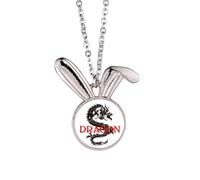 no/no Collar con colgante de conejo de dragón de mito animal del este oeste y conejo, joyería de regalo