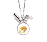 no/no Collar con colgante de conejo de Hong Kong con diseño de mapa de flores, regalo de joyería de animales