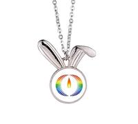 no/no Collar con colgante de conejo de igualdad de arco iris con diferenciación de luz, regalo de joyería de animales