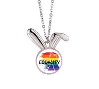 no/no Collar con colgante de conejo de igualdad de arco iris con diferenciación de poder, joyería de regalo