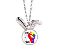 no/no Collar con colgante de conejo de igualdad de arco iris con diferenciación de poder, joyería de regalo