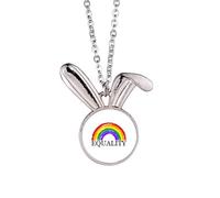 no/no Collar con colgante de conejo de igualdad de arco iris e identidad de género con diseño de conejo, joyería de regalo