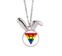 no/no Collar con colgante de conejo de igualdad de arco iris, joyería de regalo