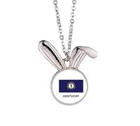 no/no Collar con colgante de conejo de Kentucky con diseño de bandera del estado de Kentucky, joyería de regalo