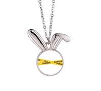 no/no Collar con colgante de conejo de moda Art Deco con logotipo amarillo de línea de peligro