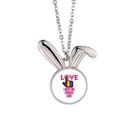 no/no Collar con colgante de conejo de moda Art Deco con texto en inglés "I Hope We Choose Love"