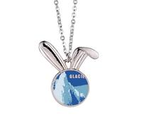 no/no Collar con colgante de conejo de nieve de glaciar de cristalización, regalo de joyería de animal